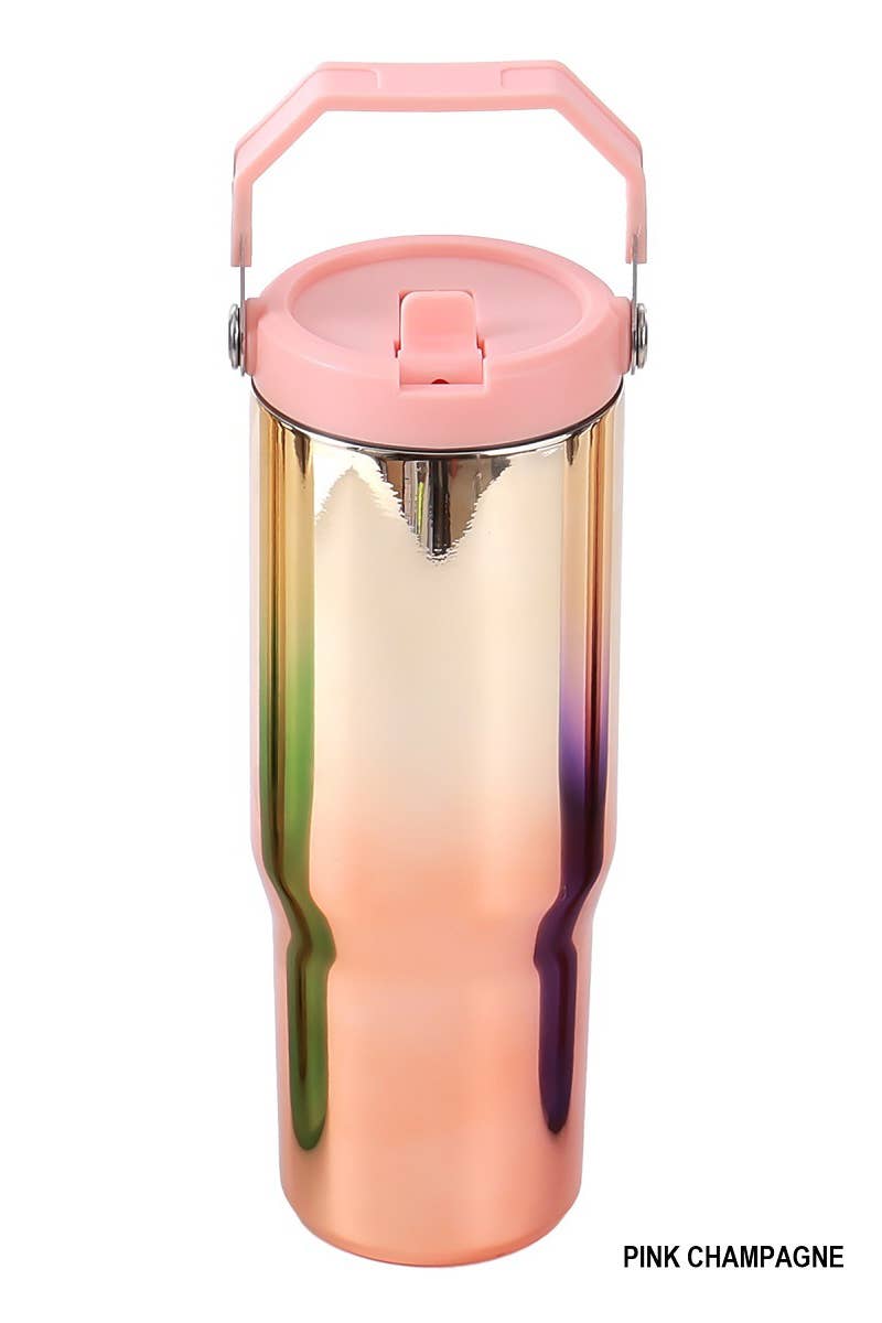 30oz Mirror Stainless Steel Flip Straw Tumbler