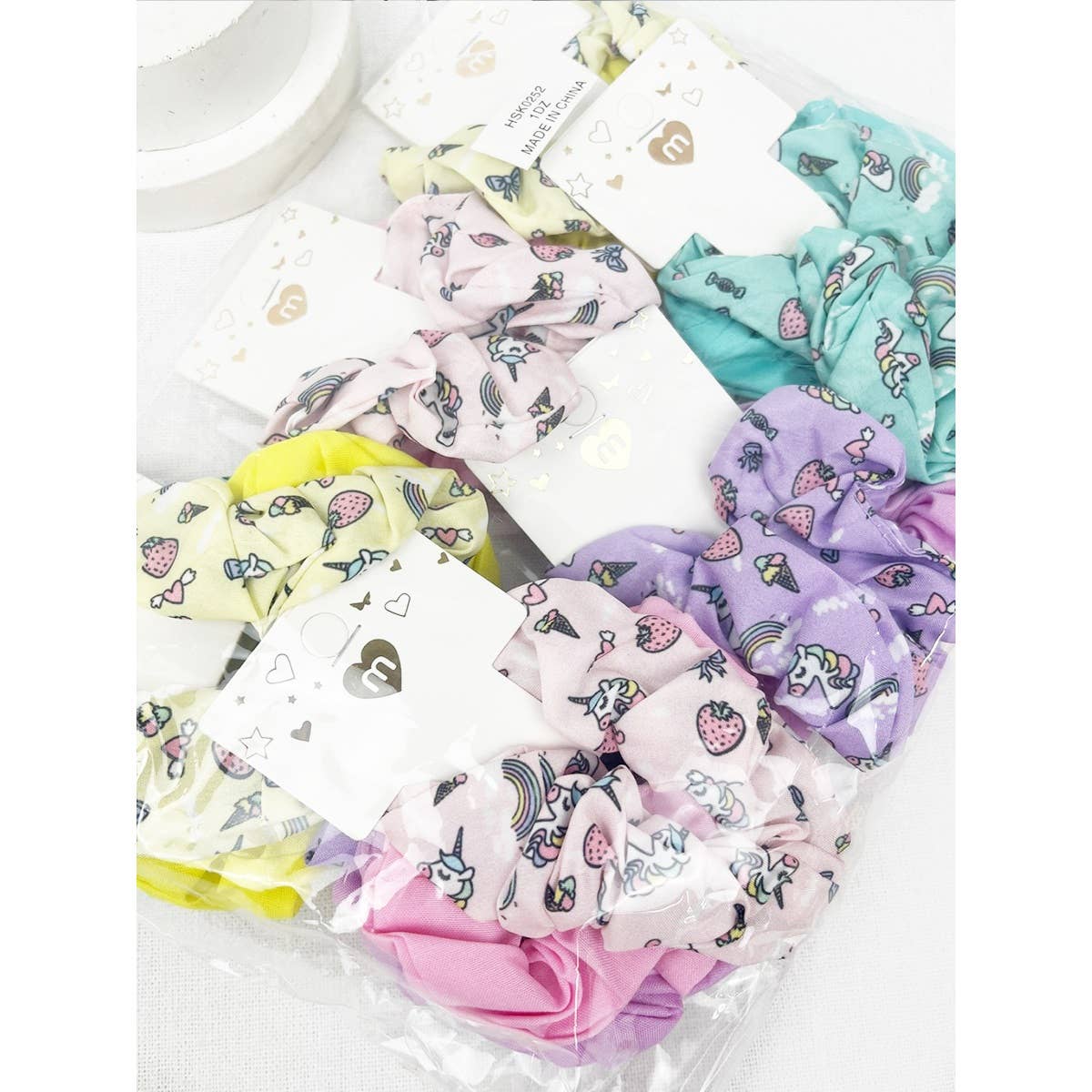 Unicorn Printed Kids Scunchie Set