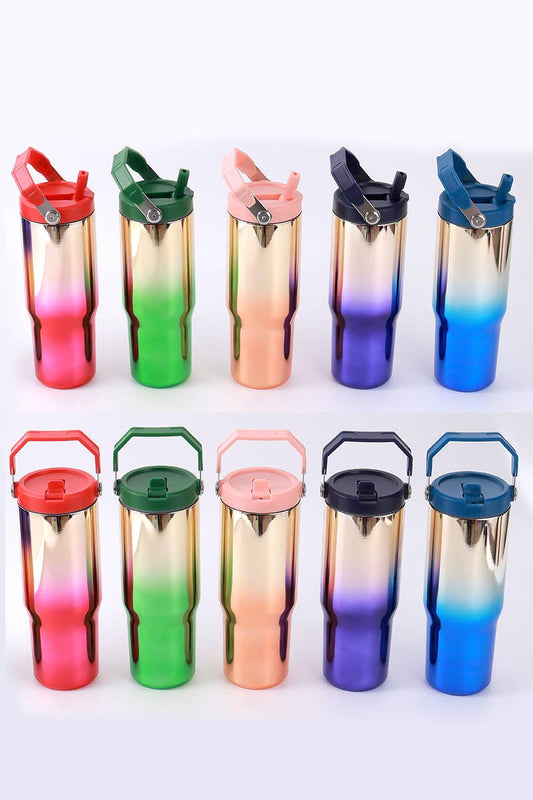 30oz Mirror Stainless Steel Flip Straw Tumbler