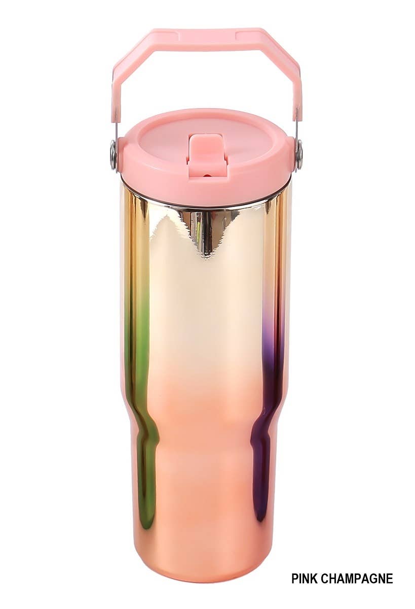 30oz Mirror Stainless Steel Flip Straw Tumbler