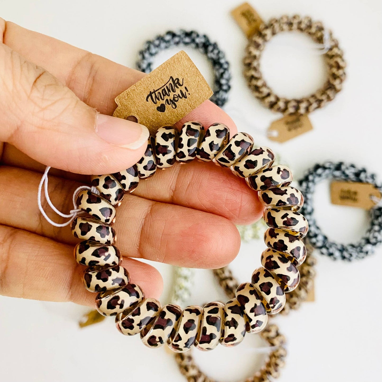 Leopard Hair Coils Telephone Cord Hair Ties