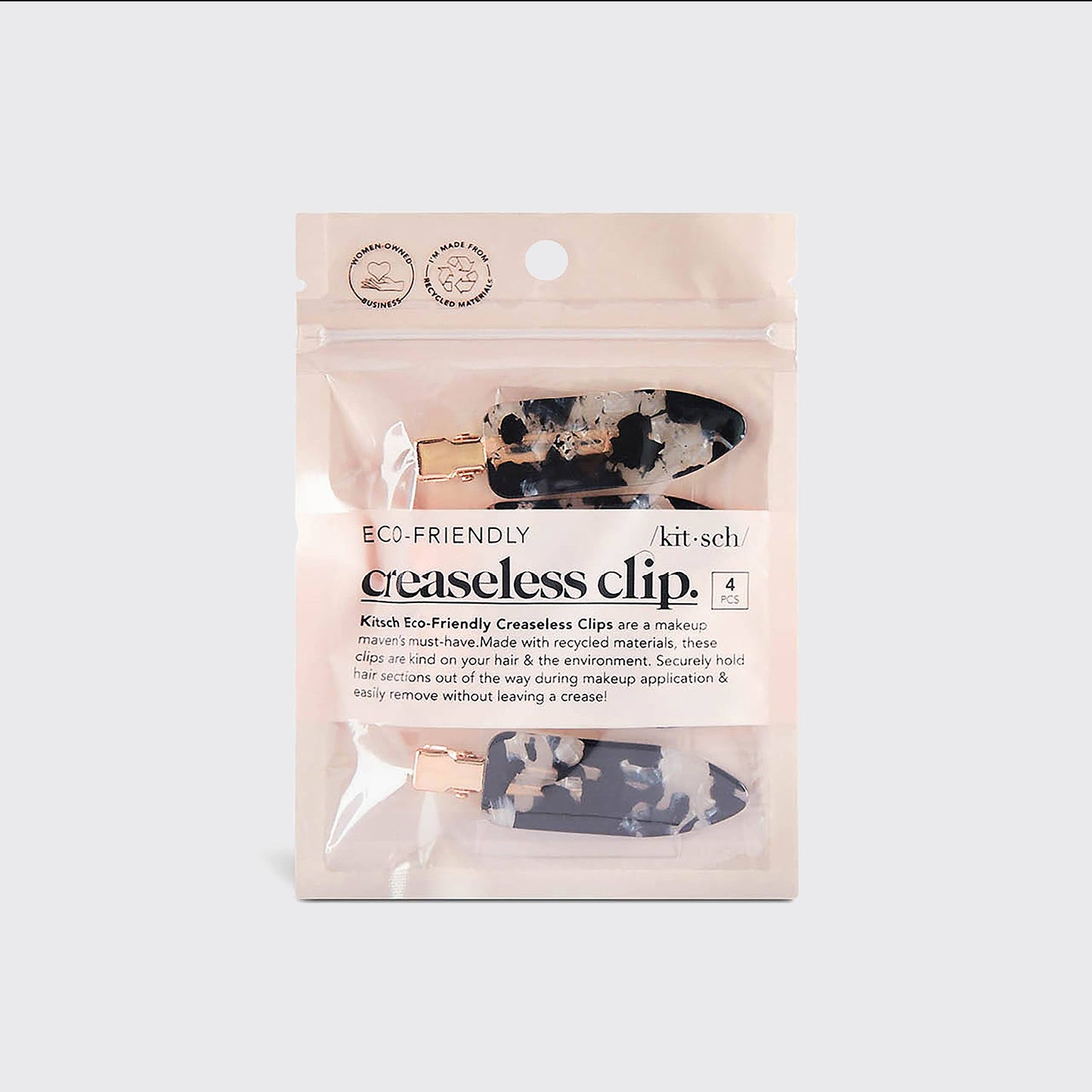 Eco-Friendly Creaseless Clips 4pc Set - Black Terrazzo