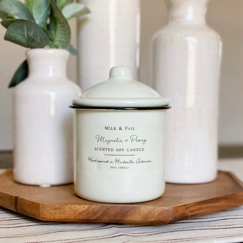 Magnolia & Peony Soy Candle - 10oz Enamelware Canister