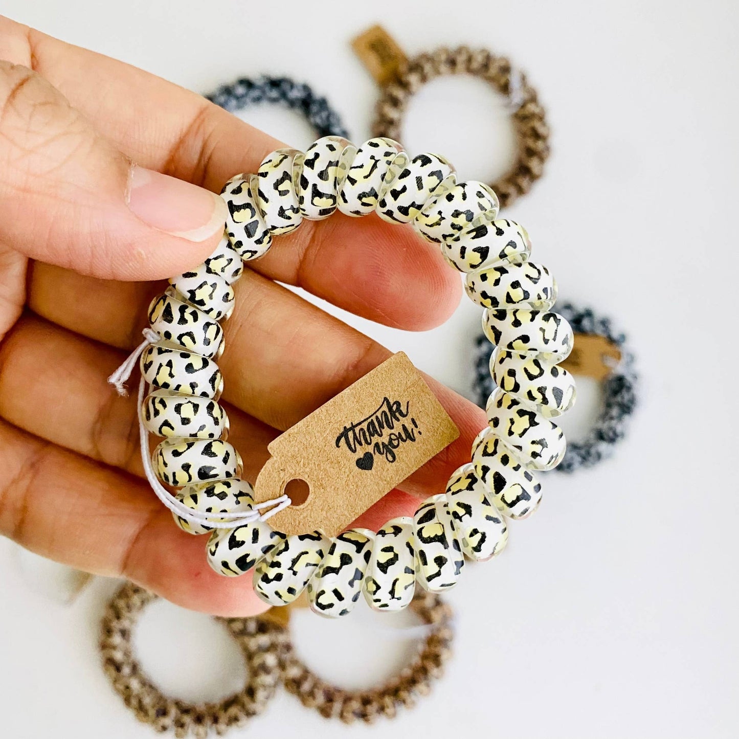 Leopard Hair Coils Telephone Cord Hair Ties