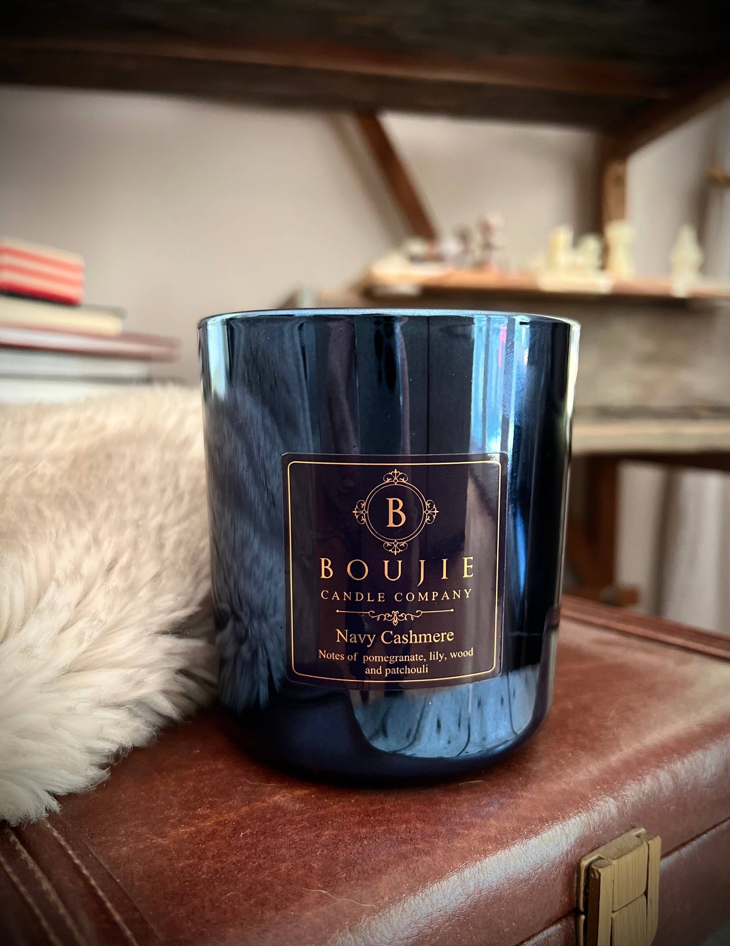 Boujie Navy Cashmere Jar Filled Candle